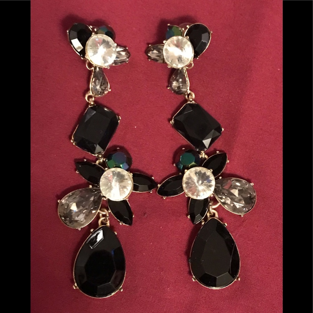 Long faux gemstone earrings
